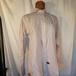 Jeffrey Banks Women's Long Sleeve Button Down Shirt Purple/White Stripe M